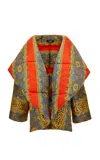 Versace Printed Satin-cotton Down Coat In Multi