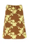 Versace Printed Satin Skirt In Brown