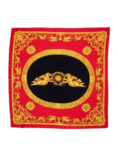 Pre-owned Versace Printed Scarf In Red