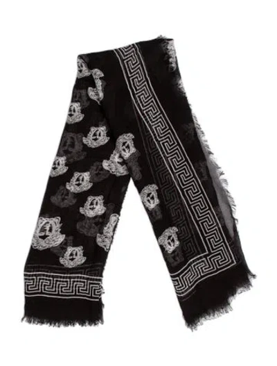 Pre-owned Versace Printed Scarf W/ Tags W/tags In Black