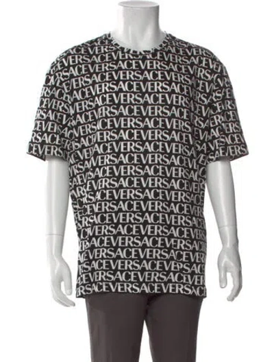 Pre-owned Versace Printed Scoop Neck T-shirt W/ Tags In Black