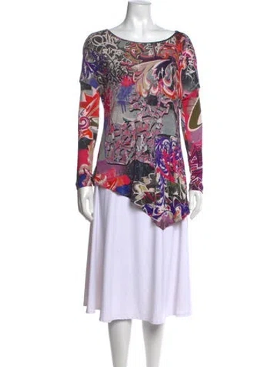 Pre-owned Versace Printed Scoop Neck Tunic In Multicolor