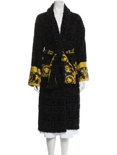 Pre-owned Versace Printed Sequin Embellishments Robe In Black