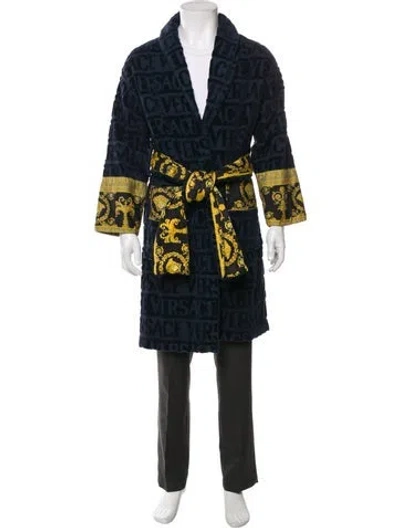 Pre-owned Versace Printed Sequin Embellishments Robe In Blue