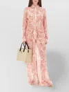 Versace Printed Sheer Fabric Dress With Long Sleeves In Pink