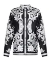 Versace Baroque Pattern Structured Collar Long Sleeves Shirt In Black