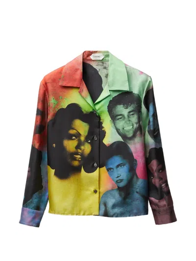 Versace Printed Shirt Made Of Silk Twill In Multi