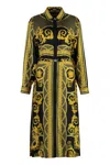 Versace Belted Printed Silk-twill Midi Shirt Dress