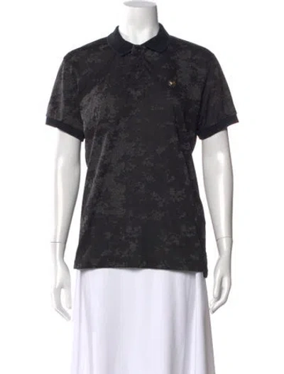 Pre-owned Versace Printed Short Sleeve Polo In Black