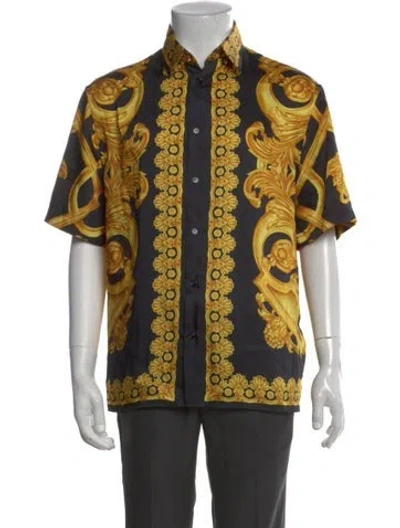 Pre-owned Versace Printed Short Sleeve Shirt In Gray