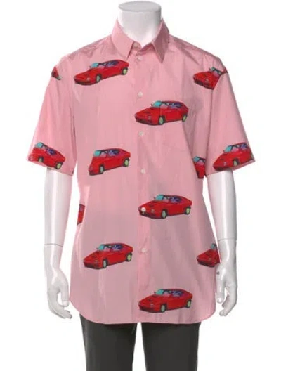 Pre-owned Versace Printed Short Sleeve Shirt W/ Tags In Pink