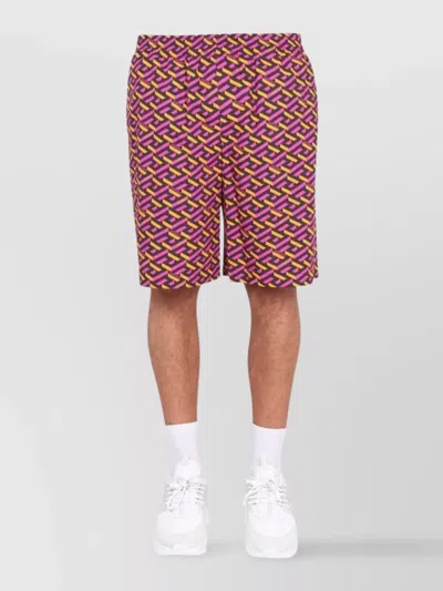Versace Printed Shorts Featuring Elastic Waistband In Multicolour