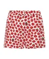 Versace 'floral Ladybug Strawberry' Elastic Waistband Shorts In Pink