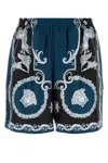 Versace Baroque-printed Silk-nylon Shorts With Elastic Waistband In Blue