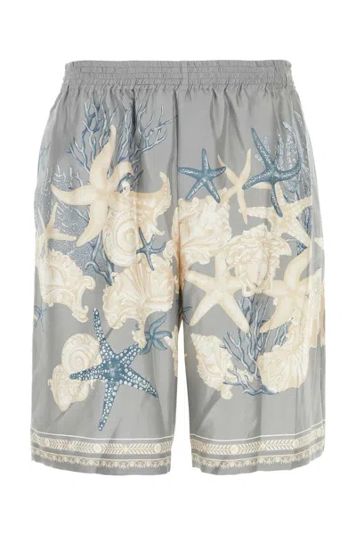 VERSACE PRINTED SILK BERMUDA SHORTS