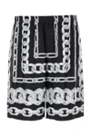 Versace Men Medusa Chains Silk Shorts In Black