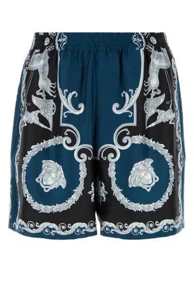 VERSACE PRINTED SILK BERMUDA SHORTS