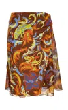 Versace Exotic Barocco A-line Midi Skirt In Brown