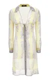Versace Printed Silk Crepon Knee-length Dress In Yellow