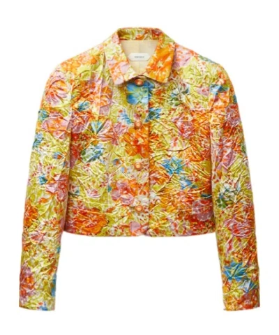 Versace Printed Silk Duchesse Jacket In Animal Print