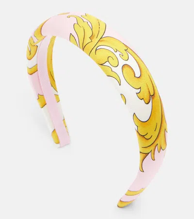 Versace Printed Silk Headband In Pink