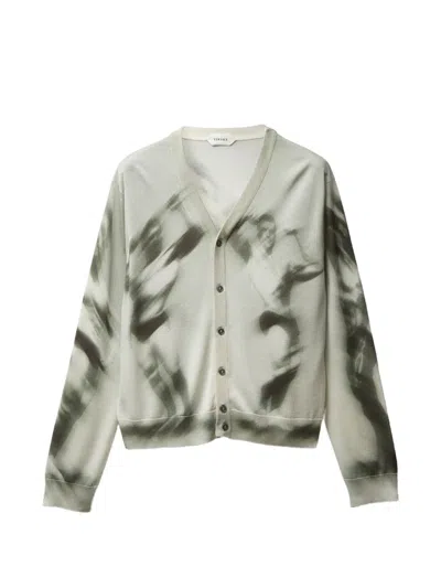 Versace Printed Silk Knit Cardigan In Green