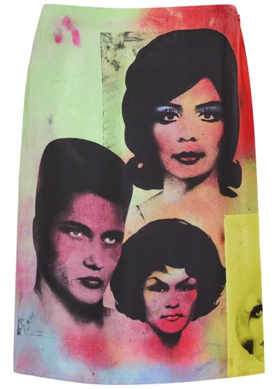 Versace Printed Silk Twill Pencil Skirt In Animal Print