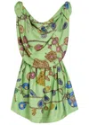 Versace Knotted Draped Printed Silk-twill Mini Dress In Multi