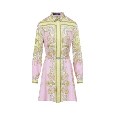 Versace Silk Mini Dress For Women In Multi
