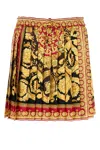 Versace Mini Jupe Plissée Barocco In Gold