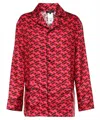 Versace Greek Signature Silk Pajama Top In Fuchsia