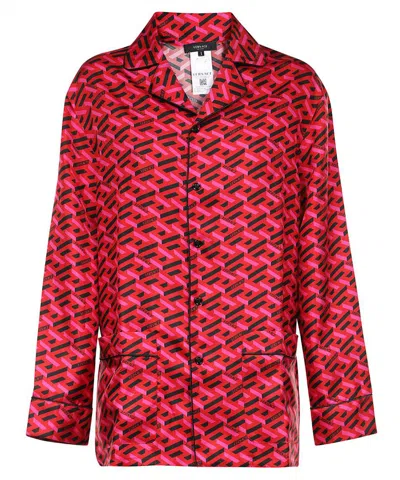 VERSACE VERSACE PRINTED SILK PAJAMA BLOUSE