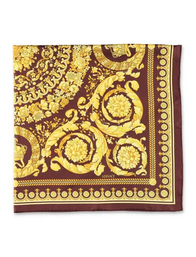 Versace Printed Silk Scarf In Yellow