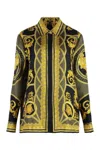 Versace Printed Silk Shirt In Black+print