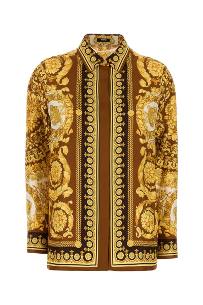 Versace Printed Silk Shirt In Multi