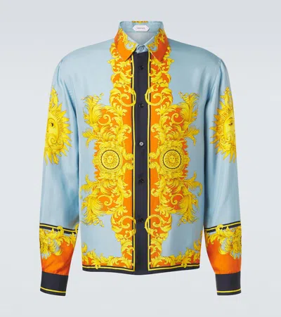 Versace Printed Silk Shirt In Animal Print