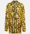 Versace Printed Silk Shirt In Black+gold
