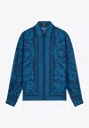 Versace Informal Shirt Silk Twill Fabric Barocco 92 Print Shirts Blue In Blue