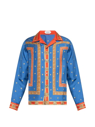 Versace Regular Printed Silk Twill Shirt In Multi
