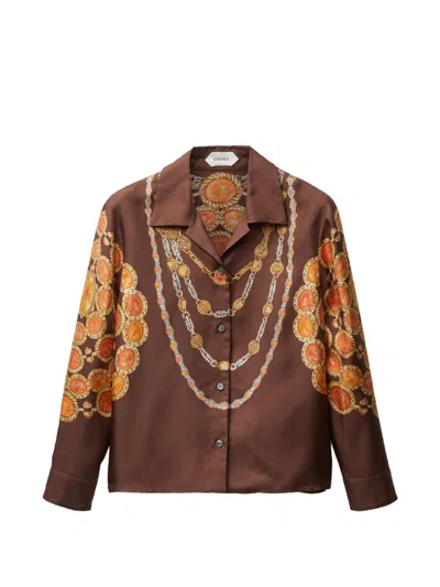 Versace Shirt Printed Shirt Look 62 Brown With Printed Silk Motif For Women