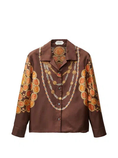 Versace Shirt Printed Shirt Look 62 Brown With Printed Silk Motif For Women