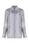 Versace Women's Printed Silk Shirt In Ecru