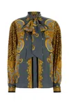 Versace Informal Shirt Cheetah Foulard On Silk Crepe Satin Lw In Multi