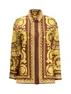 Versace Bordeaux Silk Pattern Shirt In Multi