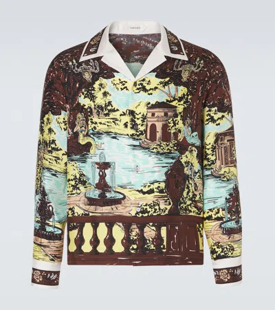 Versace Printed Silk Twill Slim Shirt In Multi