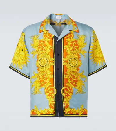 Versace Printed Silk Shirt In Multi