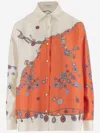 Versace Informal Shirt Silk Twill Print Stolen Jewels In Orange