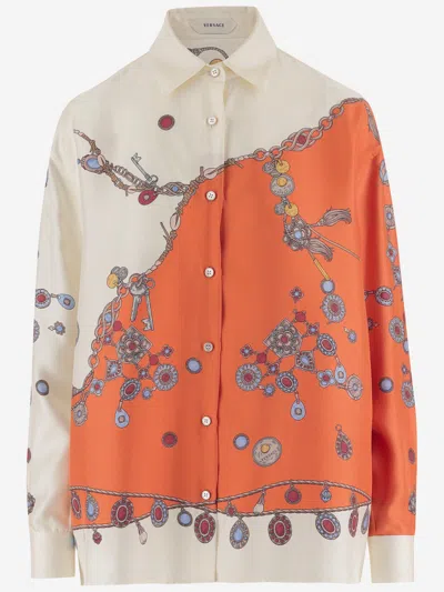 Versace Printed Silk Shirt In Multicolor