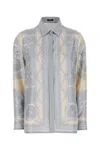 Versace Women's Printed Silk Shirt In Silvergreychampagne