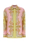 Versace Printed Silk Shirt In Pink